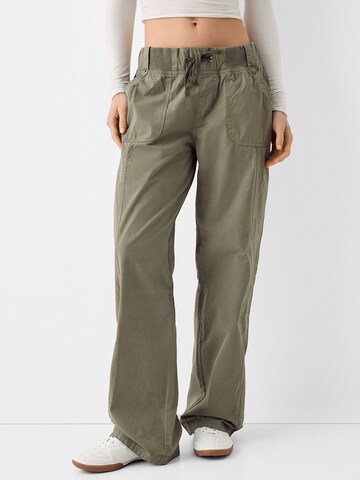 Wide leg Pantaloni de la Bershka pe verde