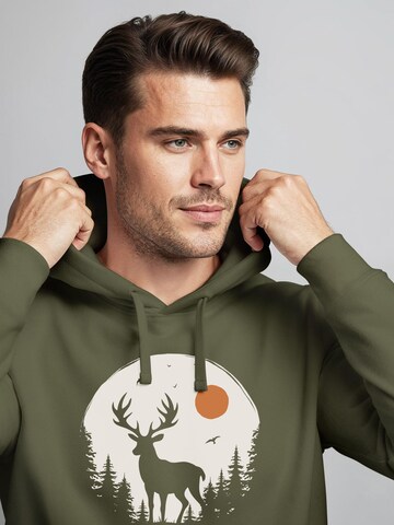 Neverless Sweatshirt 'Wald Hirsch' in Green