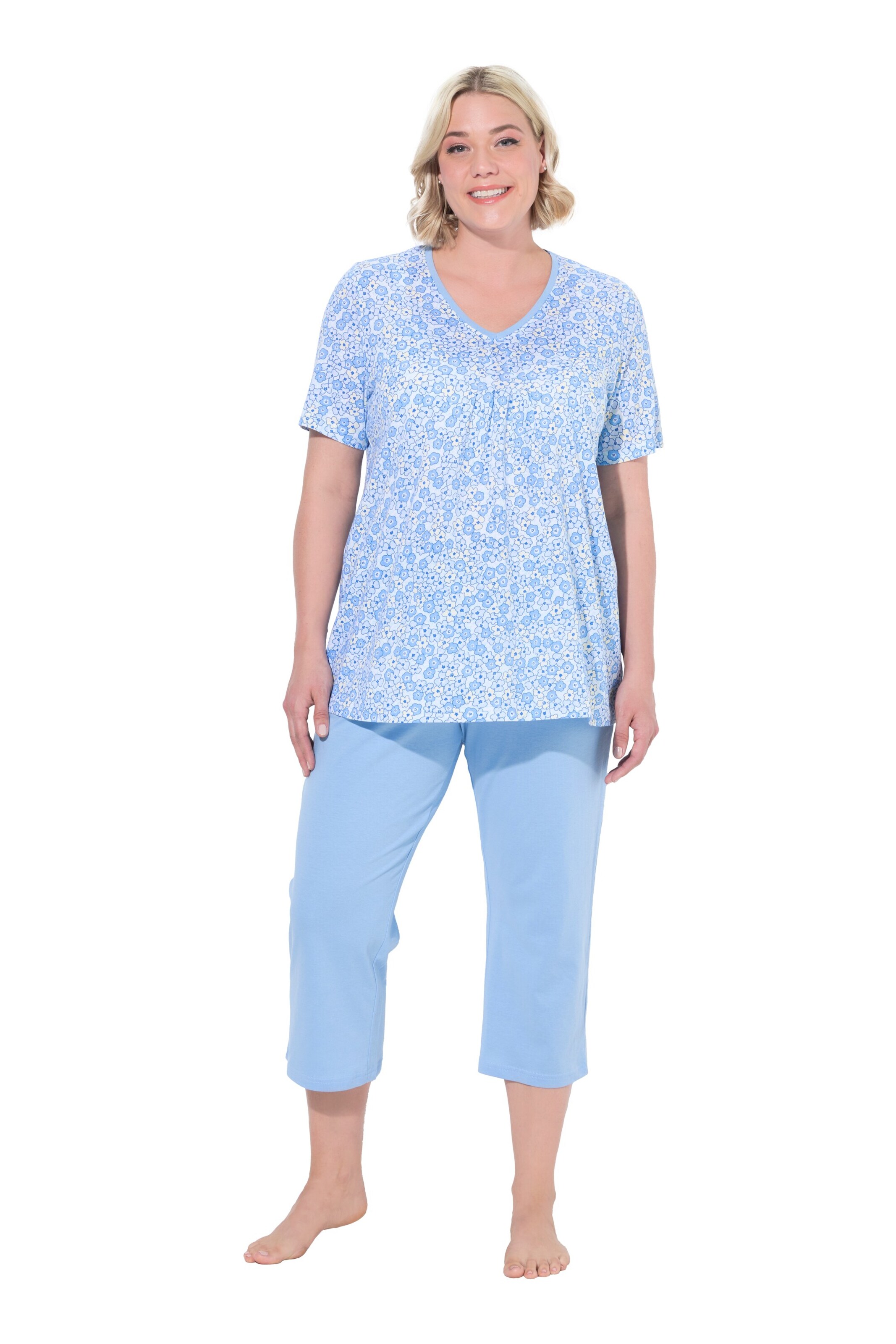 Ulla Popken Pyjama in Blauw: voorkant