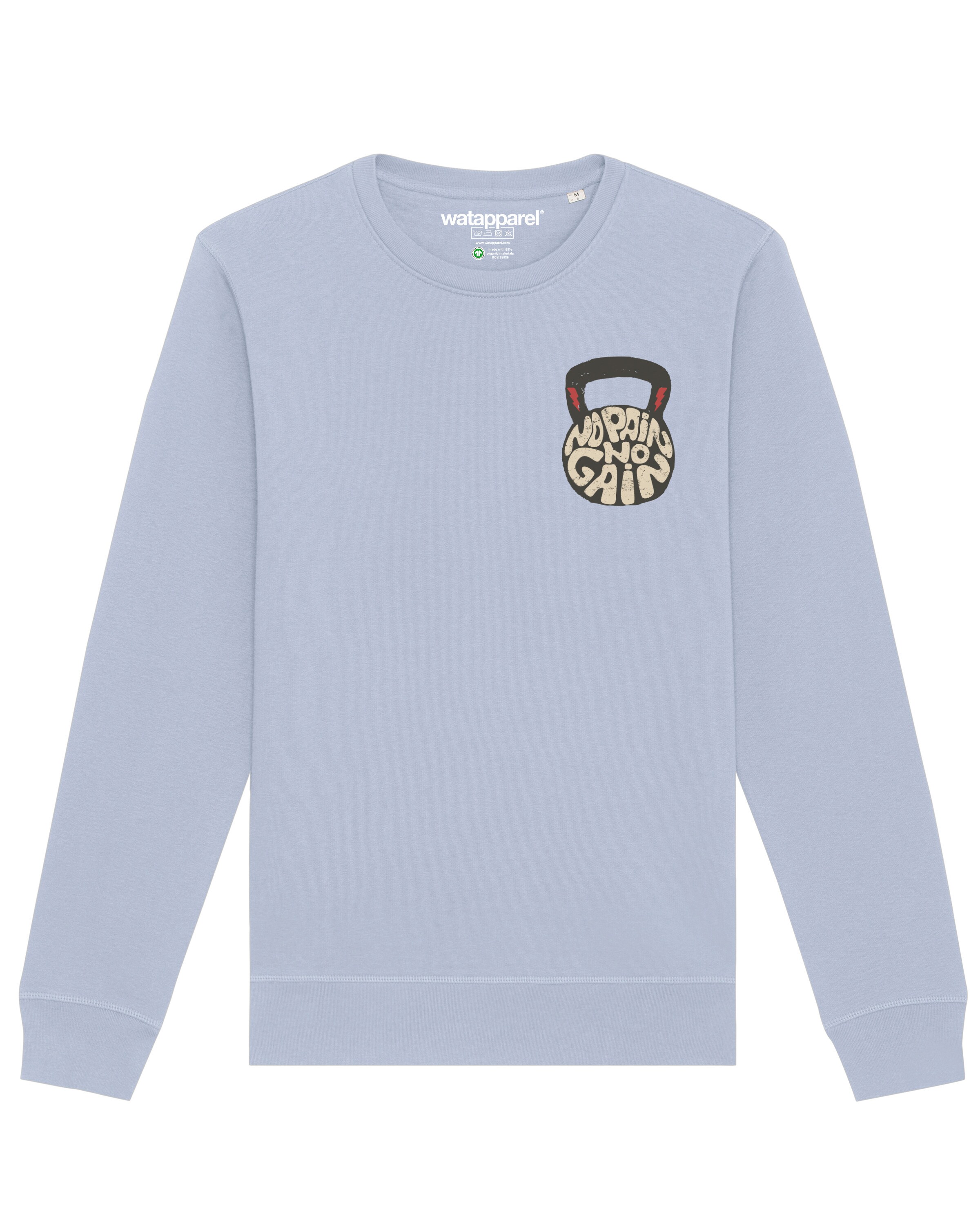 Sweat-shirt ' No Pain, no Gain 01 ' Watapparel en bleu : devant