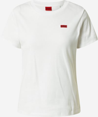 HUGO T-shirt en rouge carmin / noir / blanc, Vue avec produit