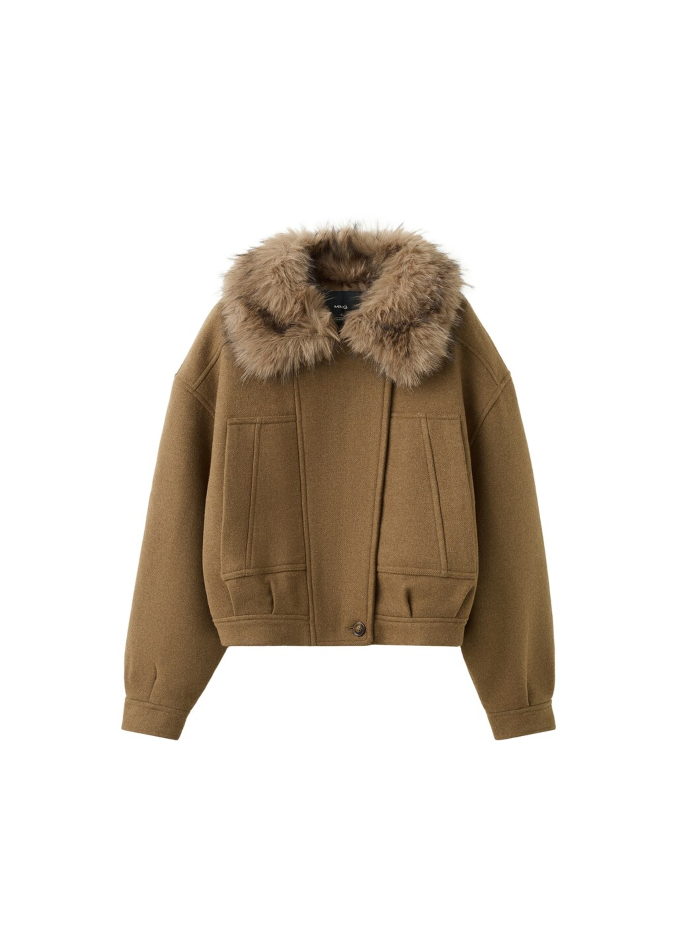 MANGO Between-Season Jacket 'Bird' in Brown: front