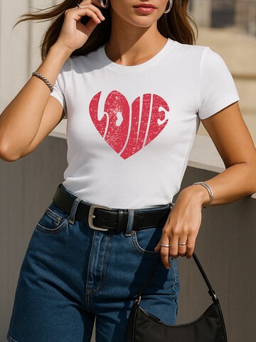 GORHEY Shirt 'Women's Summer Casual Red heart Print Shirt,Short-Sleeve Slim fit Basic Tee' in Wit