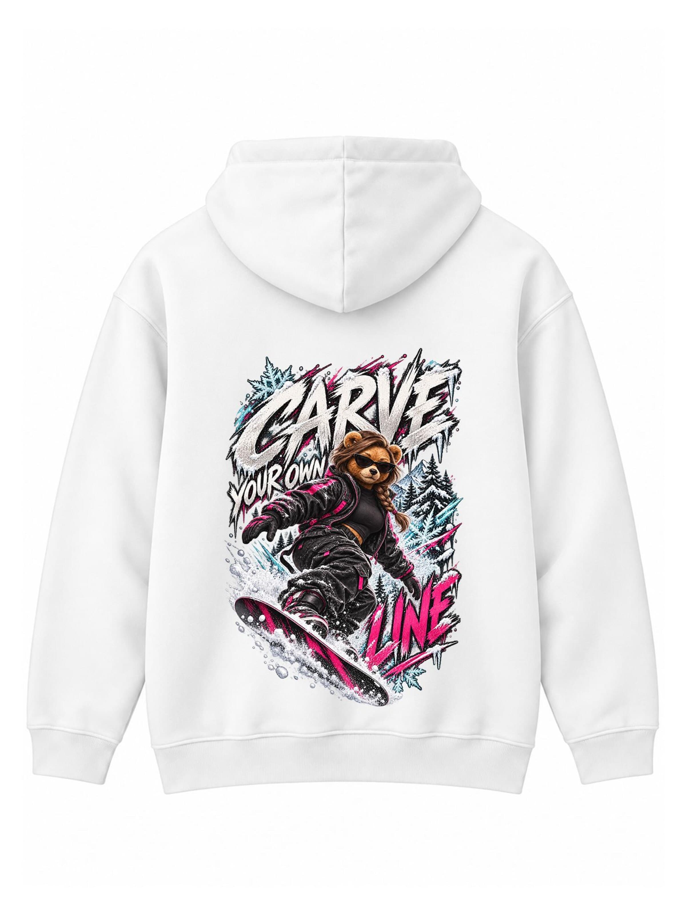LUNØIR StudioSweater majica 'BOSS Femme Winter Snowboard Line' - bijela boja: prednji dio