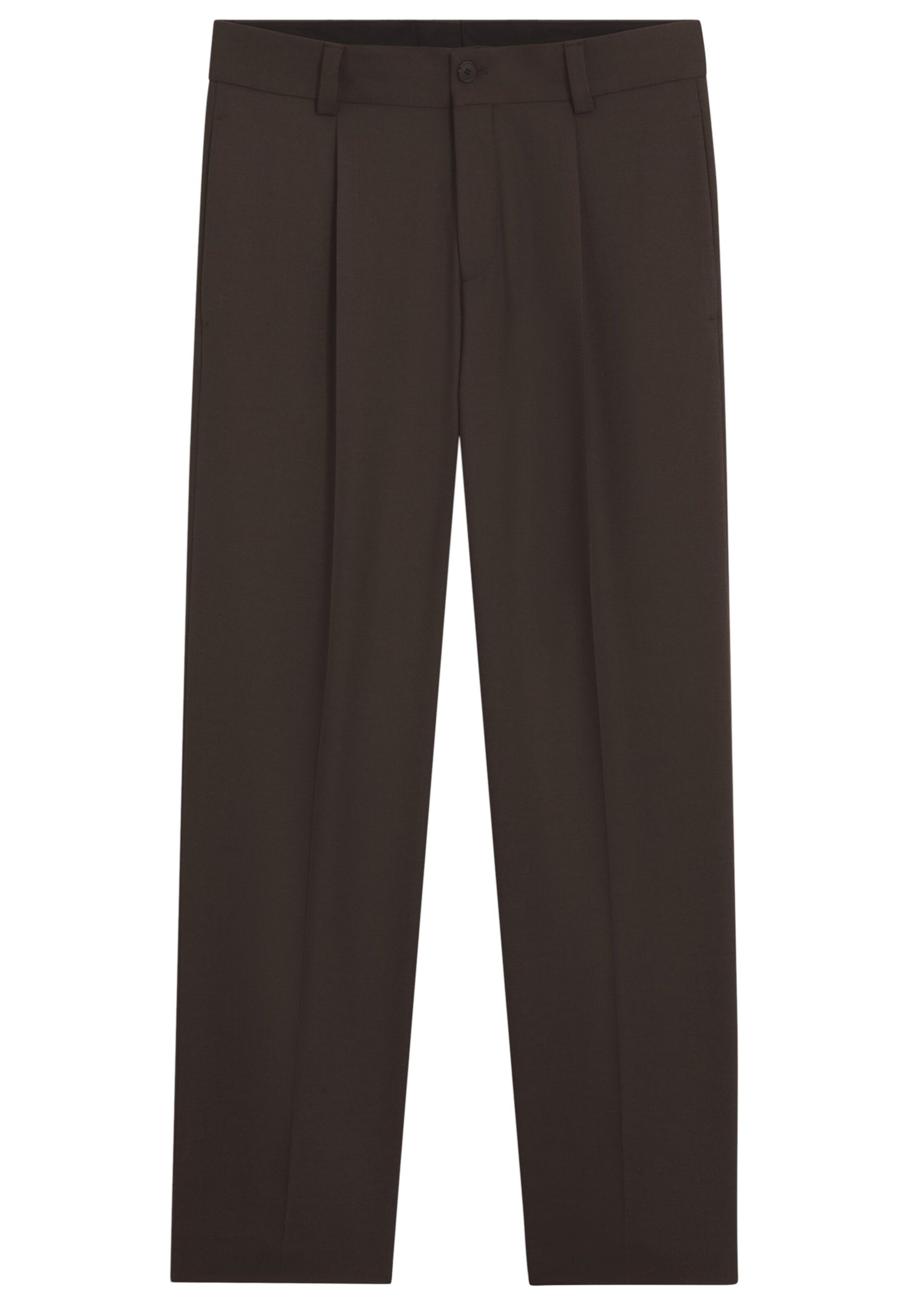 HUGO Regular Pleated Pants ' Flips ' in Brown: front