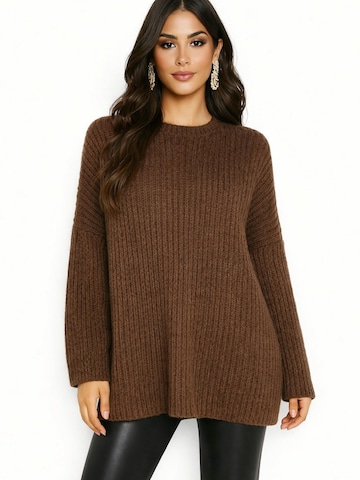 Worldclassca Oversized Sweater 'Dicker' in Brown: front