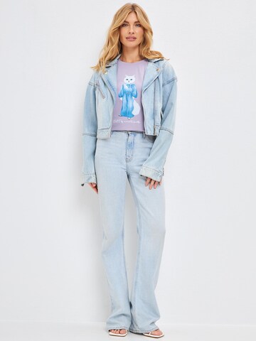 Cat e Lolette Shirt 'Cat in a Denim Suit' in Purple