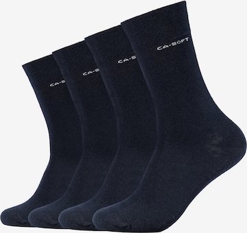 camano Socken Mika ca-soft 4er-Pack mit Bund ohne Gummidruck in Blau: predná strana