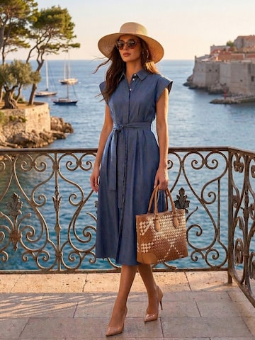 JIORO Blousejurk 'ESSENTIALS' in Blauw