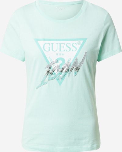GUESS Shirt in de kleur Turquoise / Zilver / Wit, Productweergave