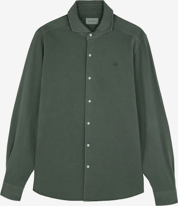 Scalpers Regular fit Overhemd 'Honeycomb' in Groen: voorkant