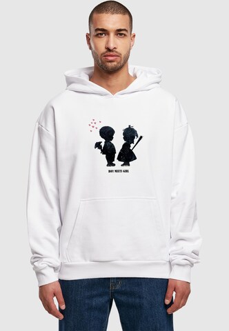 Merchcode Sweatshirt 'Banksy - Boy Meets Girl' in Wit: voorkant