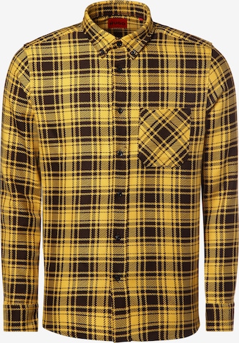 HUGO Regular fit Button Up Shirt 'Ermann' in Yellow: front
