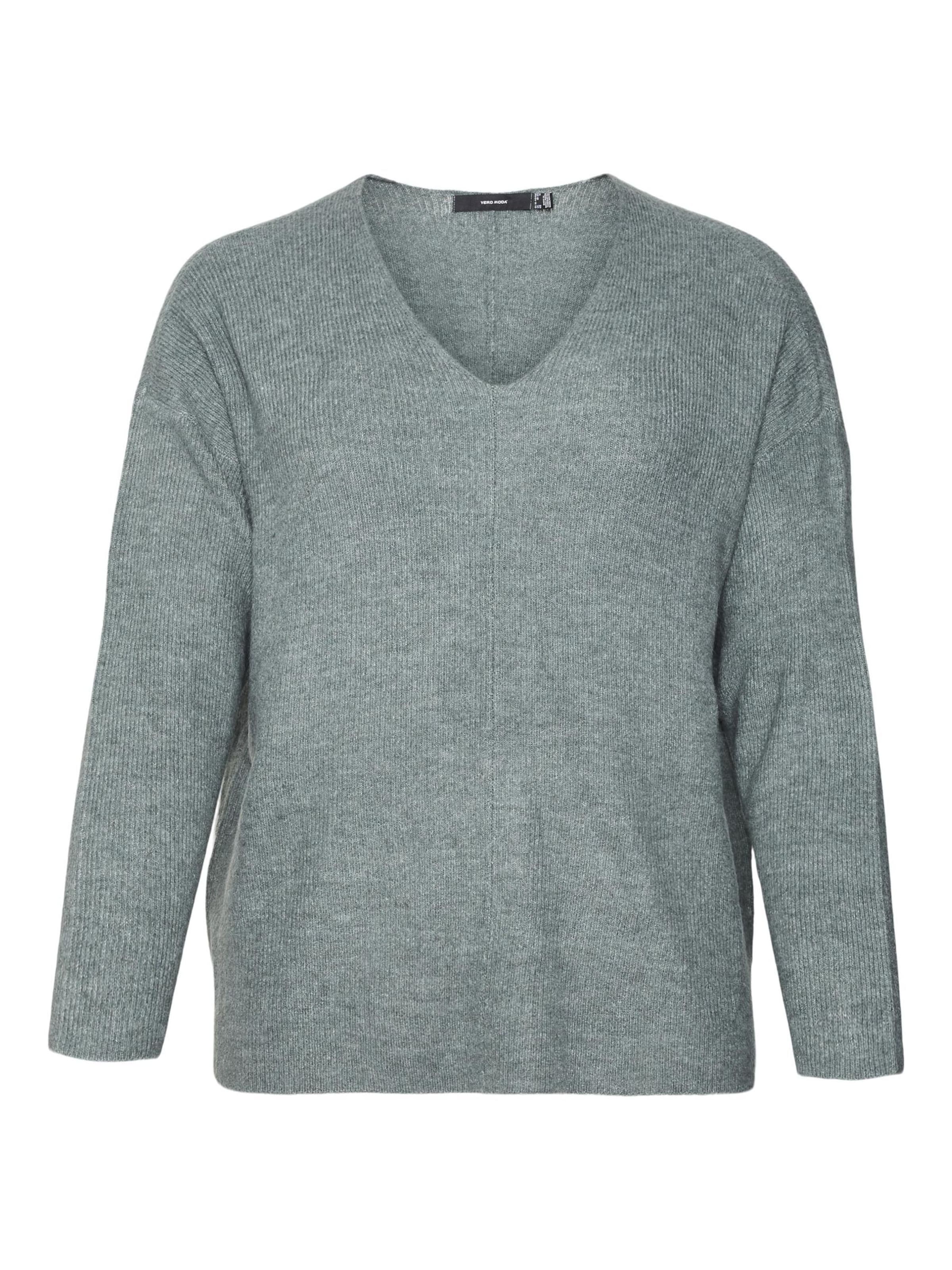 Vero Moda Curve Pullover 'VMCREWLEFILE' in Grün: Vorderseite