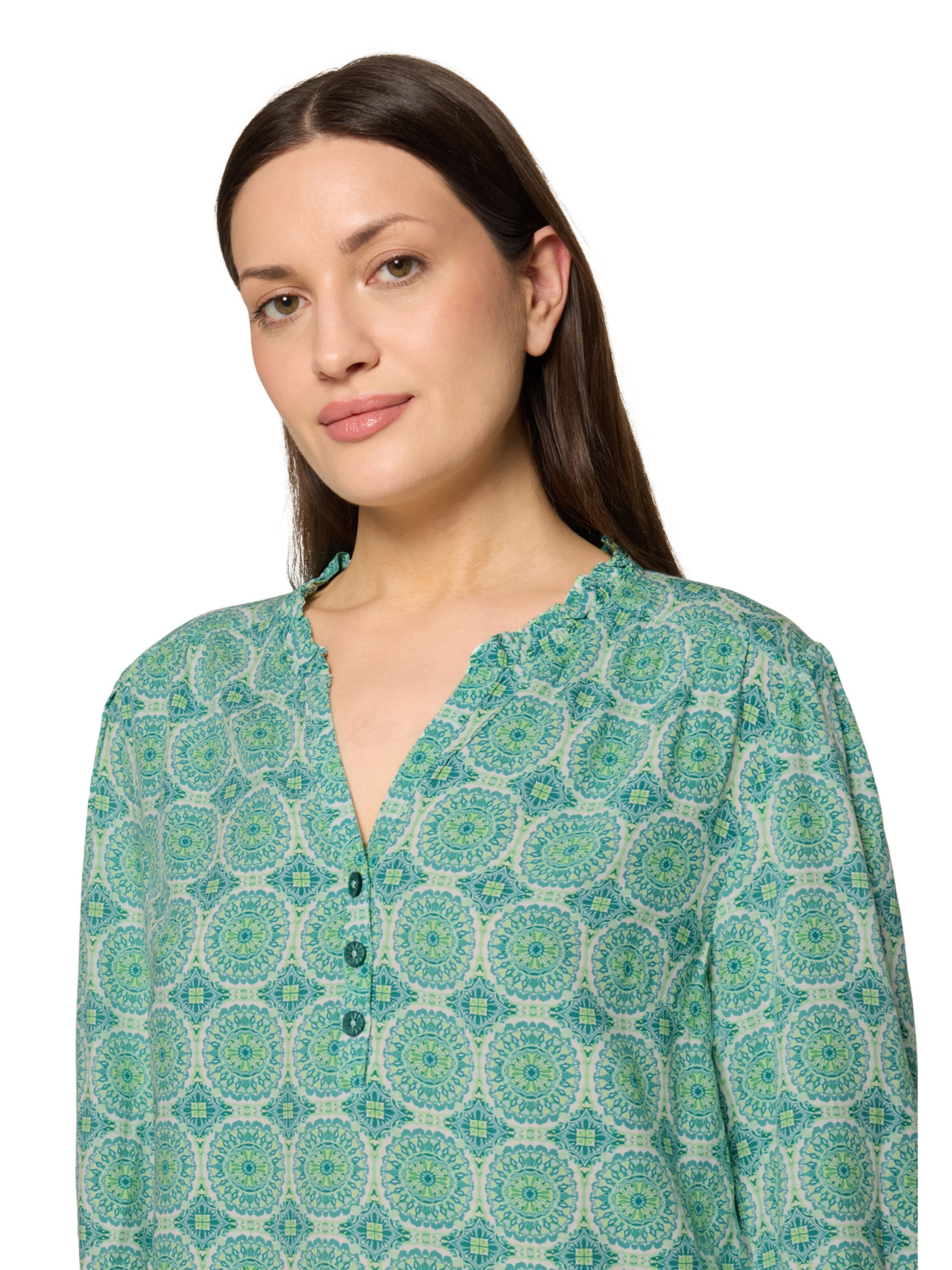 Cartoon Casual-Bluse mit Raffung in Grün