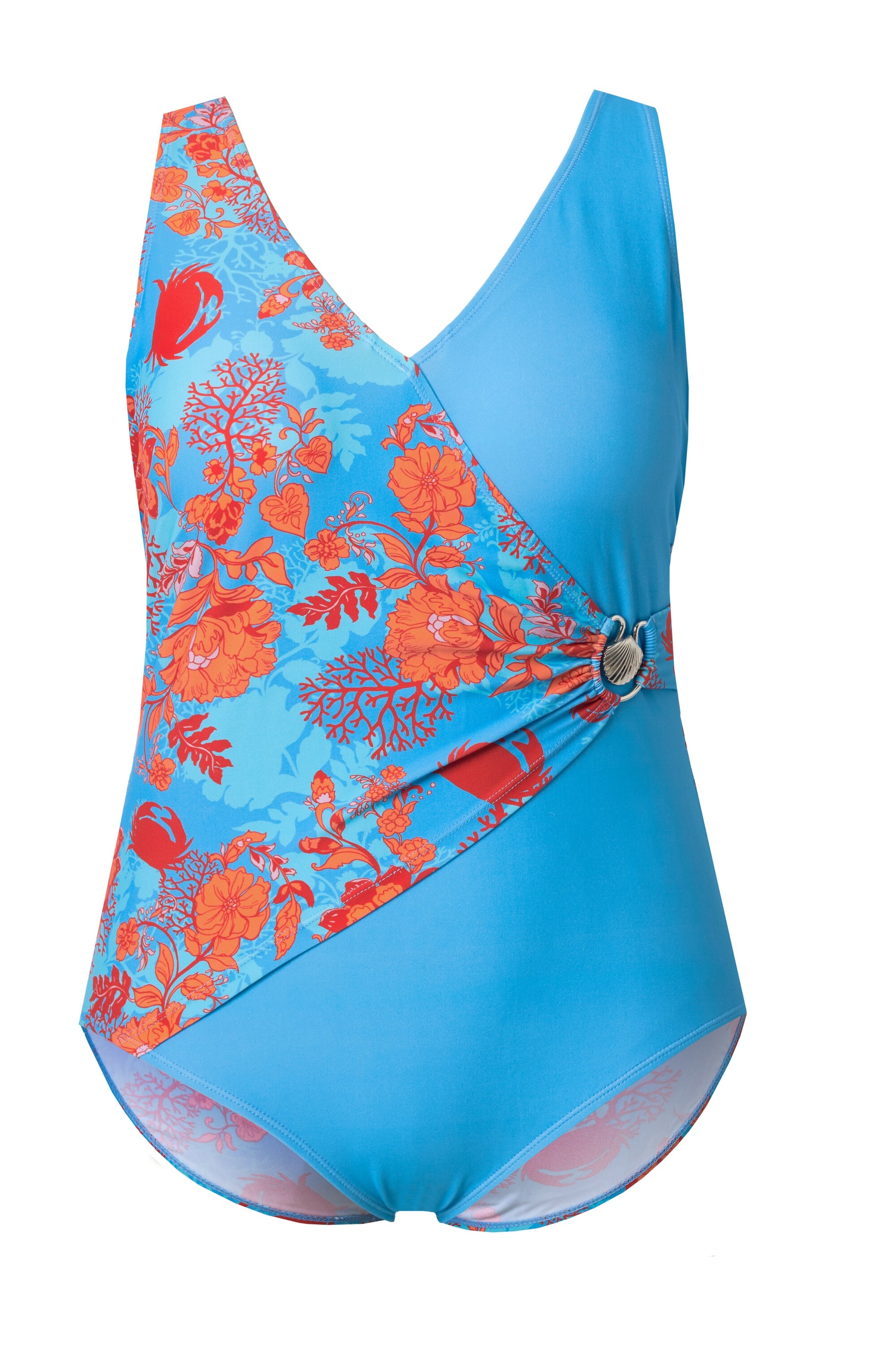Ulla Popken Bandeau Swimsuit in Blue: front