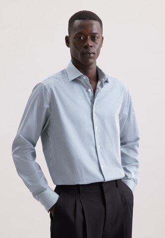 Coupe regular Chemise business 'Schwarze Rose' SEIDENSTICKER en bleu : devant