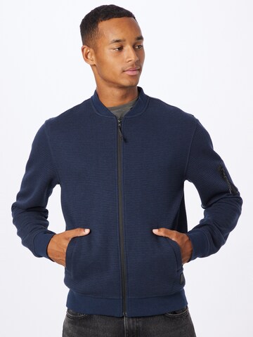 INDICODE JEANS Zip-Up Hoodie 'Lanyard' in Blue: front