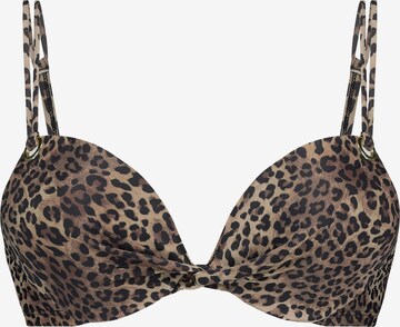 Hunkemöller - Push-up Top de bikini 'Cannes' en marrón: frente