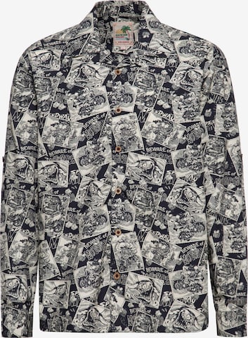 King Kerosin Regular fit Button Up Shirt 'Motorpsycho' in Black: front