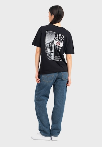 Oldskull Shirt 'Asian Lotus Surf' in Black