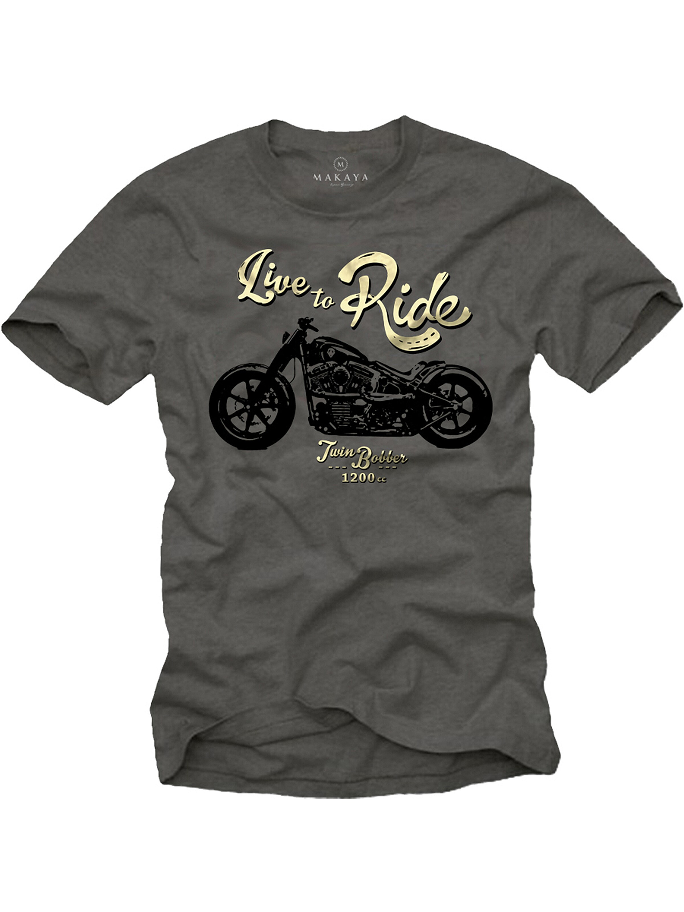 MAKAYA Shirt 'Live to Ride' in Grey: front