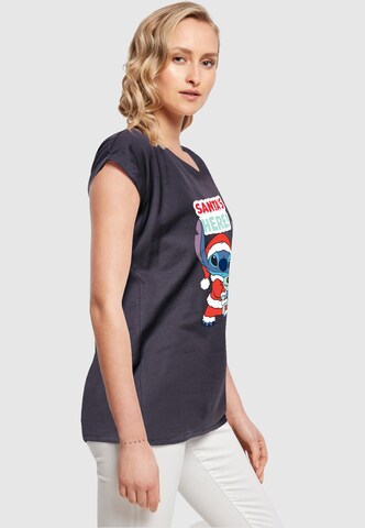 ABSOLUTE CULT Shirt 'Ladies Lilo And Stitch - Santa Is Here' in Blue