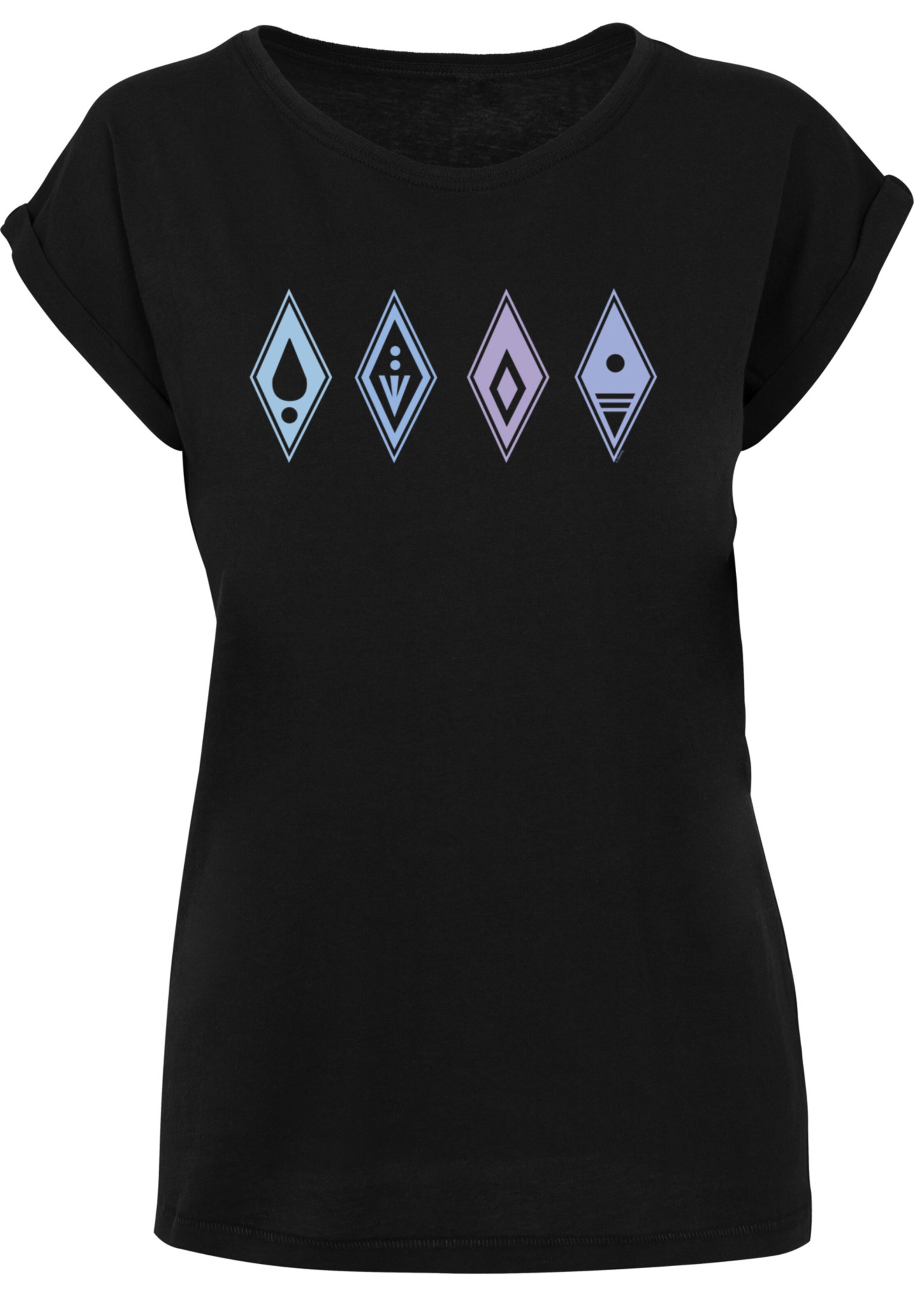 F4NT4STIC Shirt 'Disney Frozen 2 Symbols' in Zwart: voorkant