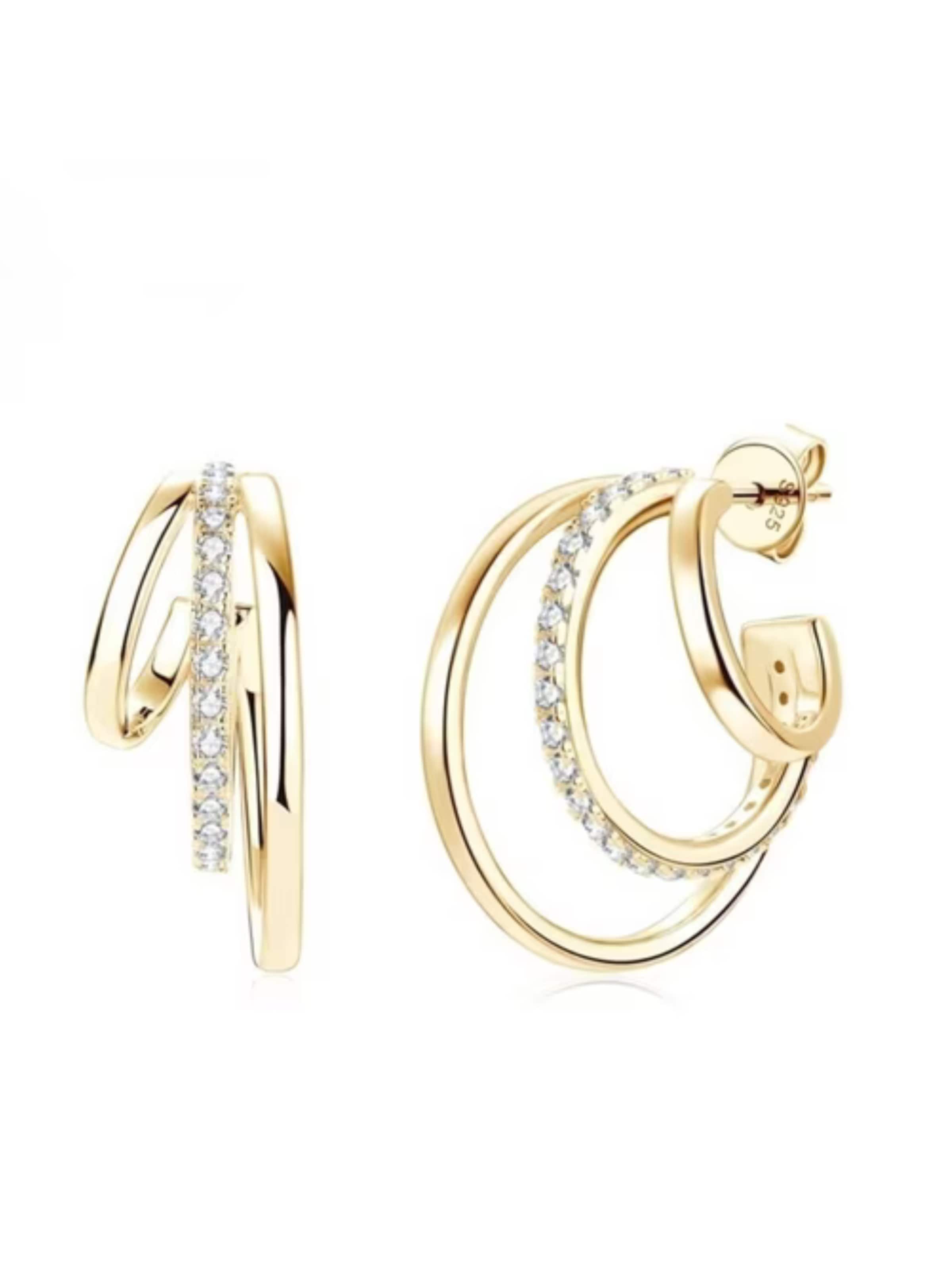 ROUGEMONT Jewellery Ohrringe 'Luxuriöse Moissanit Creolen Ohrringe mit Echtheitszertifikat'‌‌‌‌ in Gold: Vorderseite