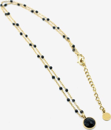 Sergio Engel Kette 'Beach Kette 01 Farbig akzentuierte Stahlkette mit Natursteinanhänger' in Schwarz: Vorderseite