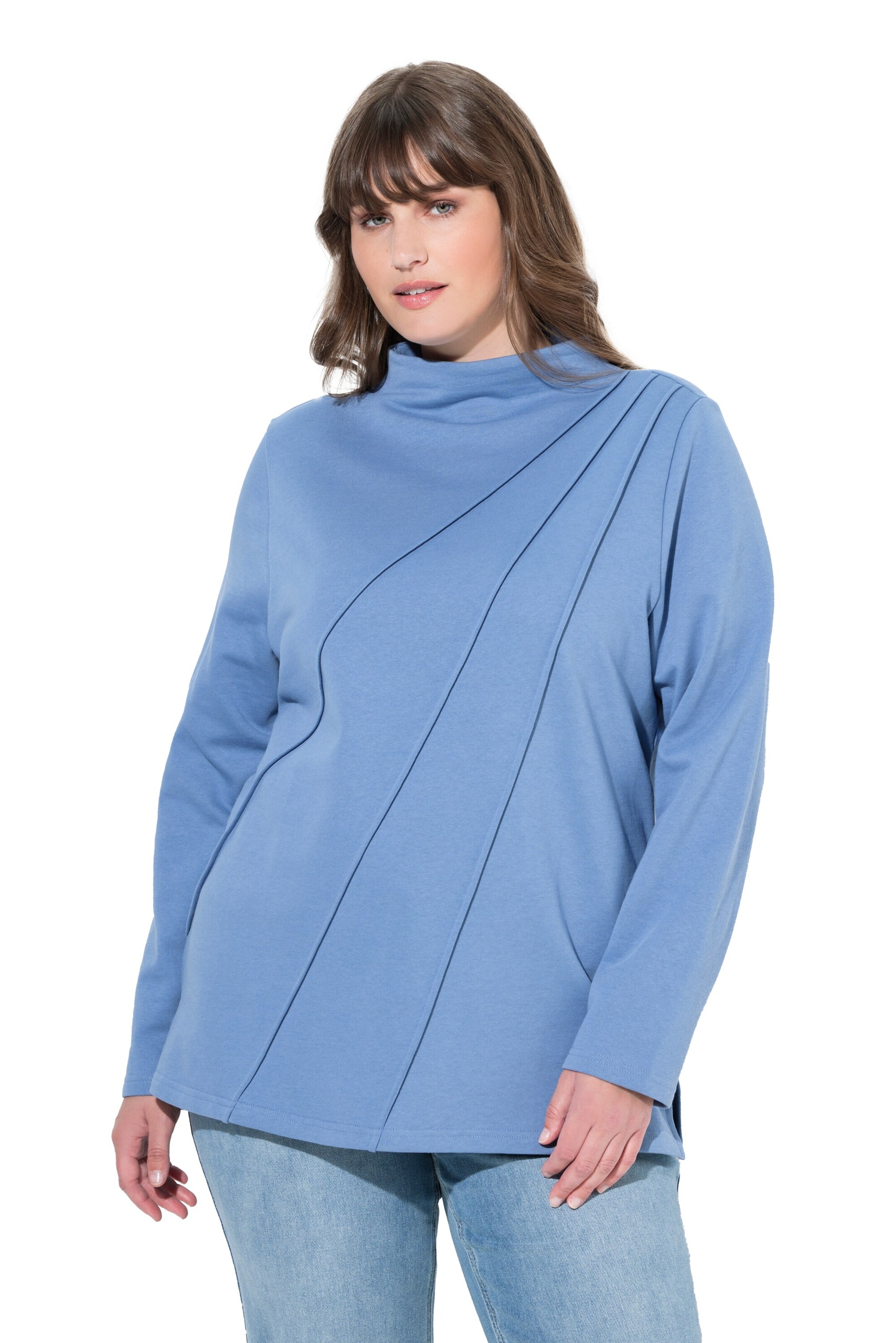Ulla Popken Sweatshirt in Blauw: voorkant