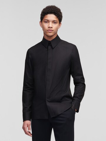 Karl Lagerfeld Regular fit Overhemd 'Classic Poplin' in Zwart: voorkant