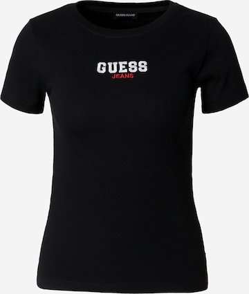 Tricou de la GUESS JEANS pe negru: față