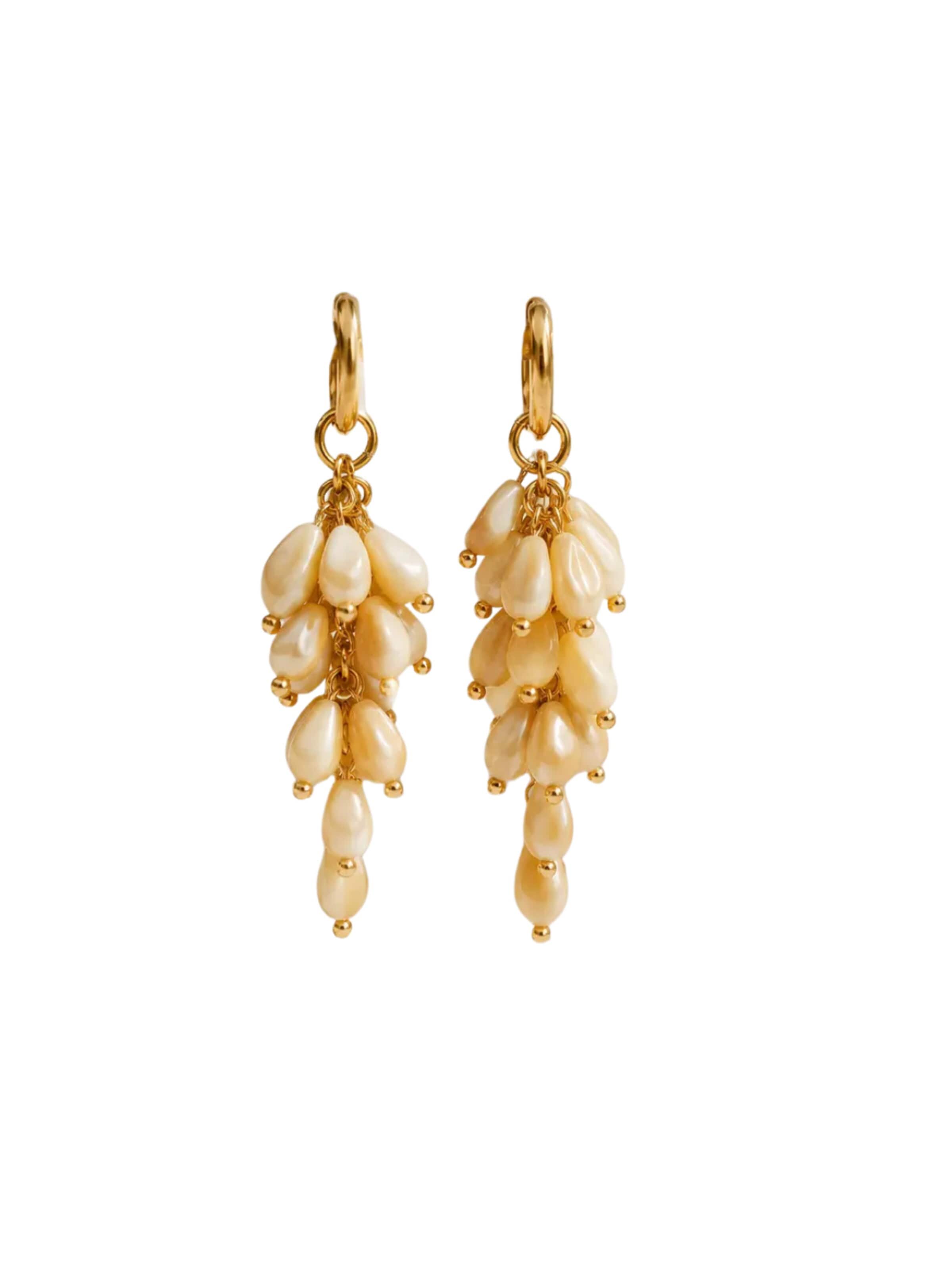 THE GEM STORIES JEWELRY Σκουλαρίκια 'Vanilla Cascade Earrings' σε μπεζ: μπροστά