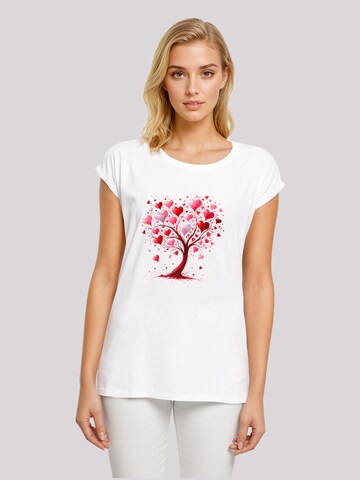 T-shirt 'Herz Baum Aquarell Druck' F4NT4STIC en blanc : devant