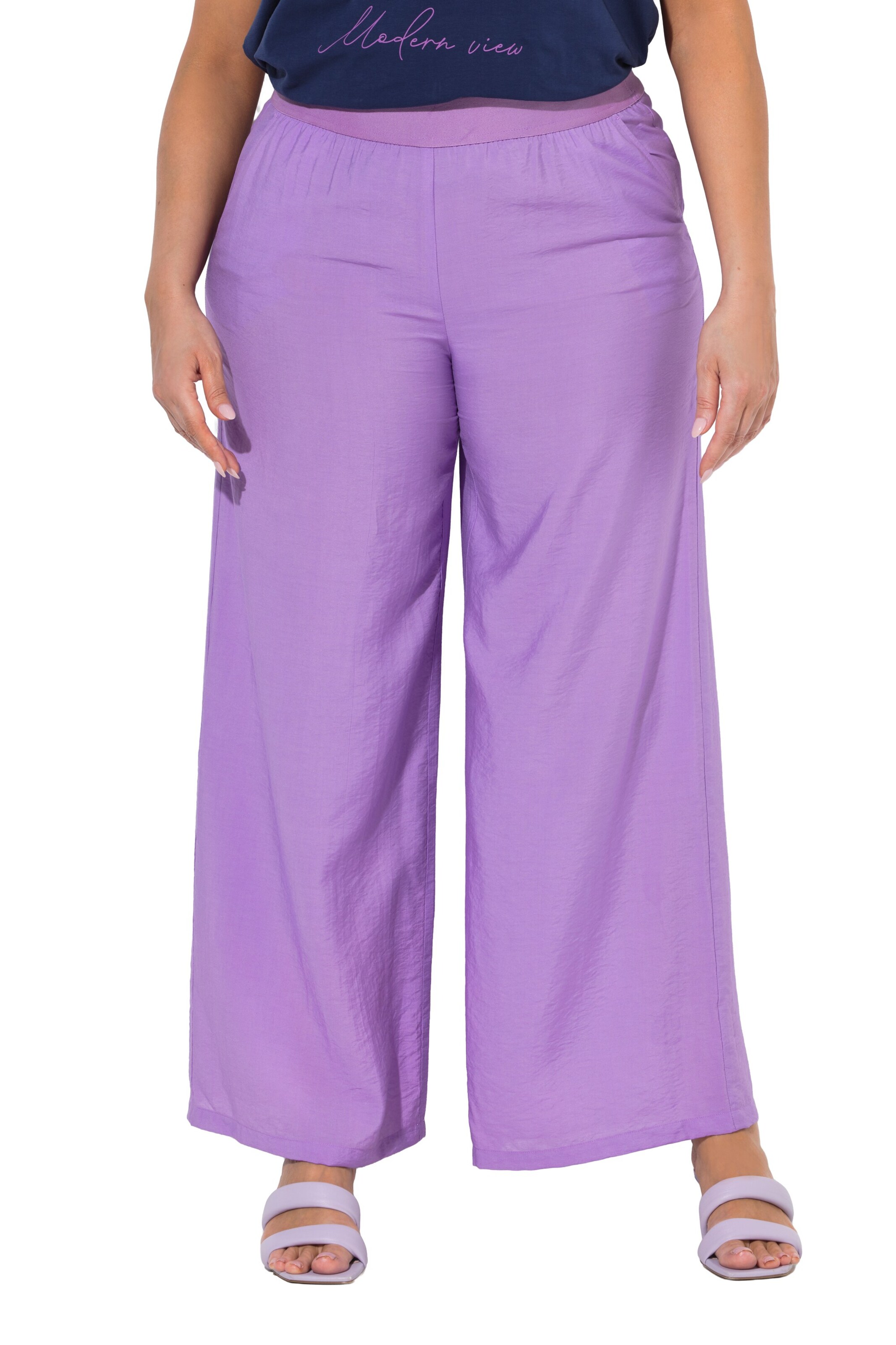 Ulla Popken Wide leg Trousers in Purple: front