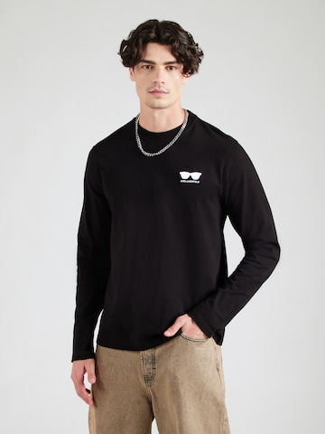 Karl Lagerfeld Majica 'Sunglasses' | črna barva: sprednja stran