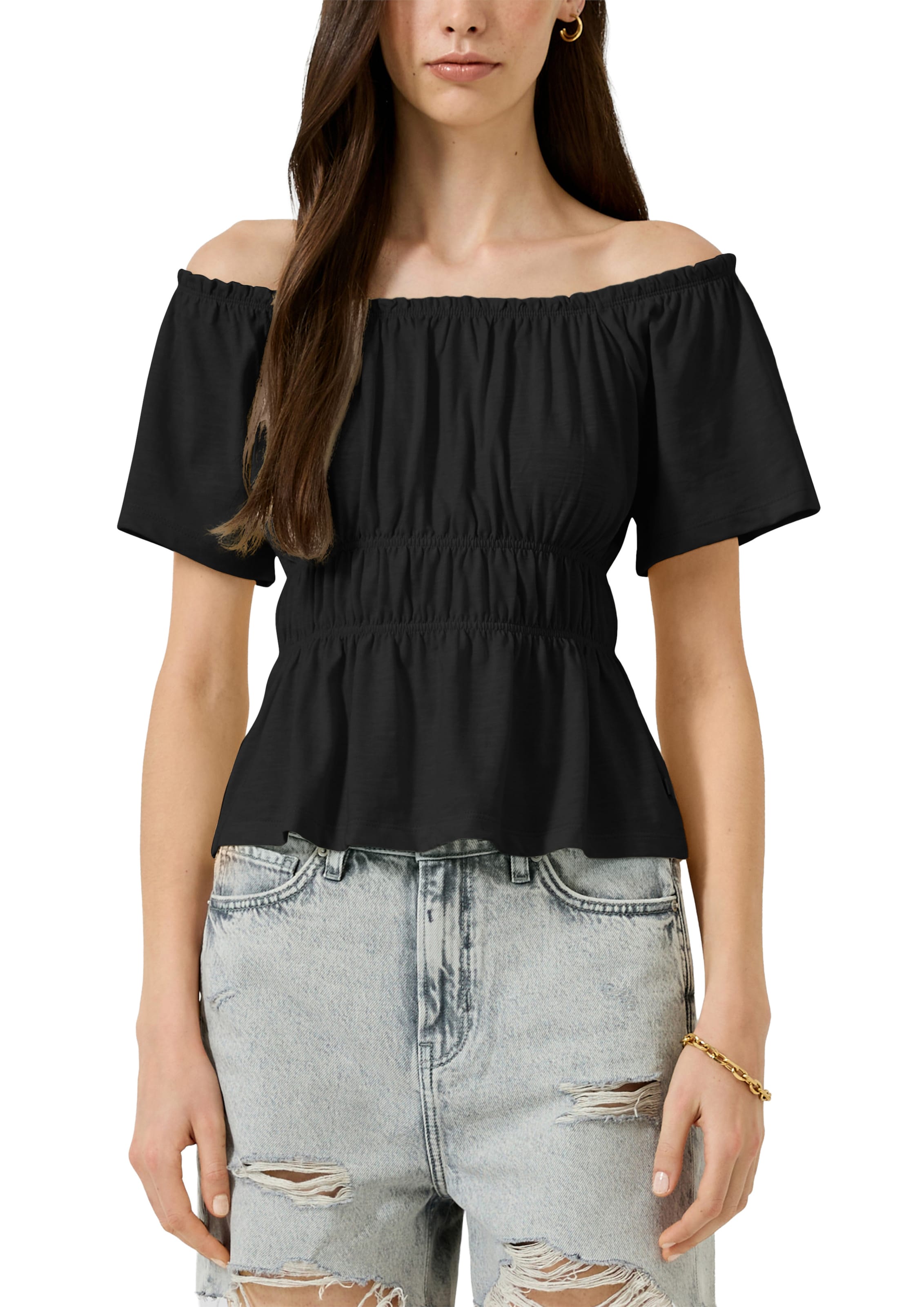 QS T-Shirt in Schwarz
