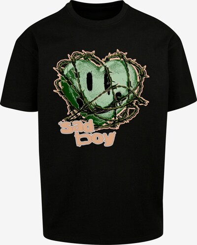 MT Upscale T-shirt 'Sad Boy' i grön / persika / svart, Produktvy