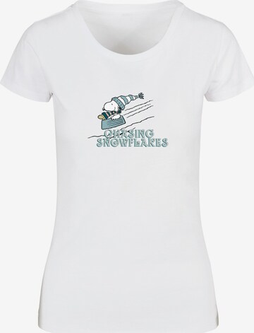 Merchcode T-Shirt 'Peanuts Chasing Snowflakes' in Weiß: predná strana