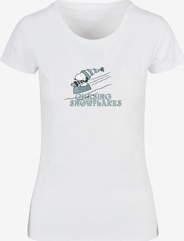 Merchcode T-Shirt 'Peanuts Chasing Snowflakes' in Weiß: predná strana