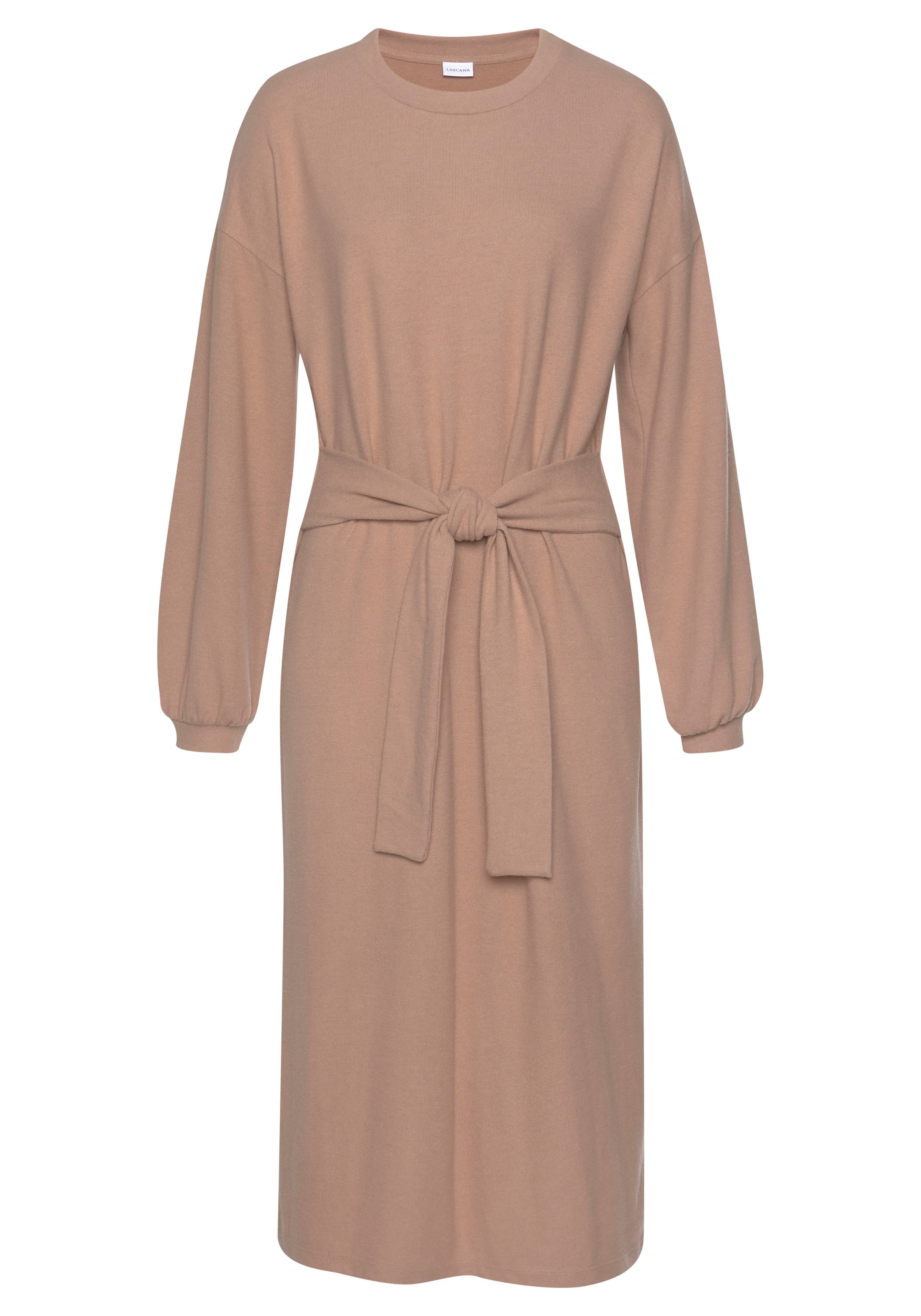 LASCANA - Vestido de punto en beige: frente