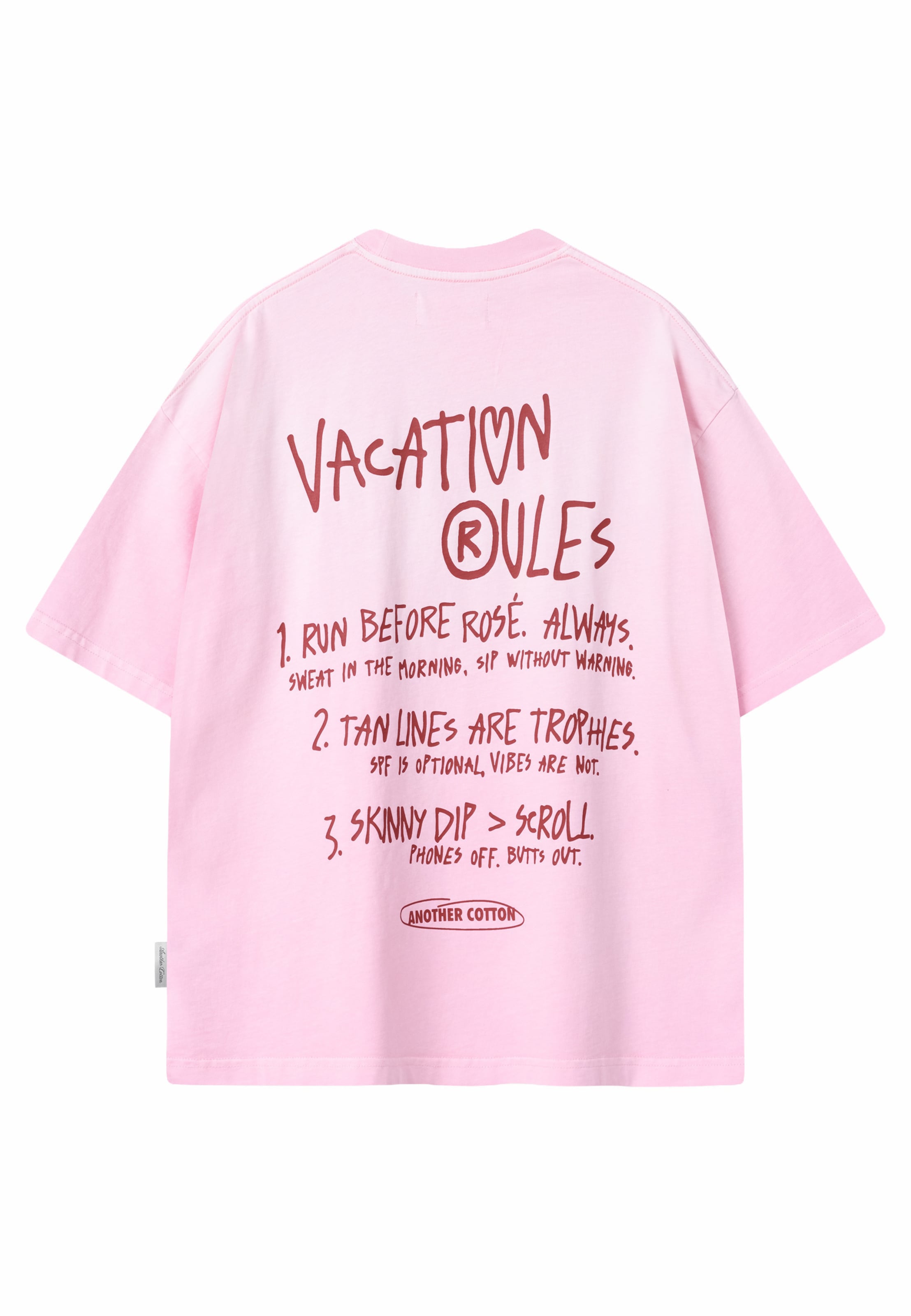 Another Cotton Lab Μπλουζάκι 'Vacation Rules' σε ροζ
