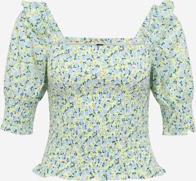 Y.A.S Petite T-shirt 'FILO' en bleu clair / jaune / vert fluo / blanc naturel, Vue avec produit