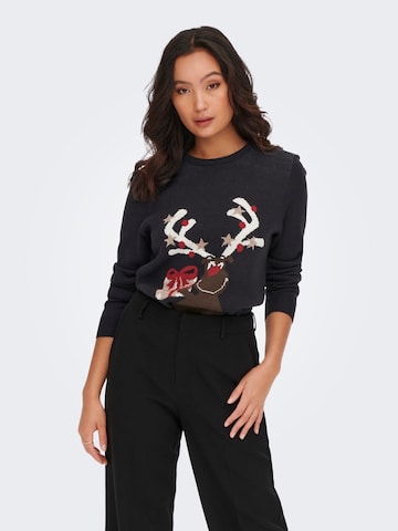 ONLY Pullover 'XMAS HAPPY' i blå: forside