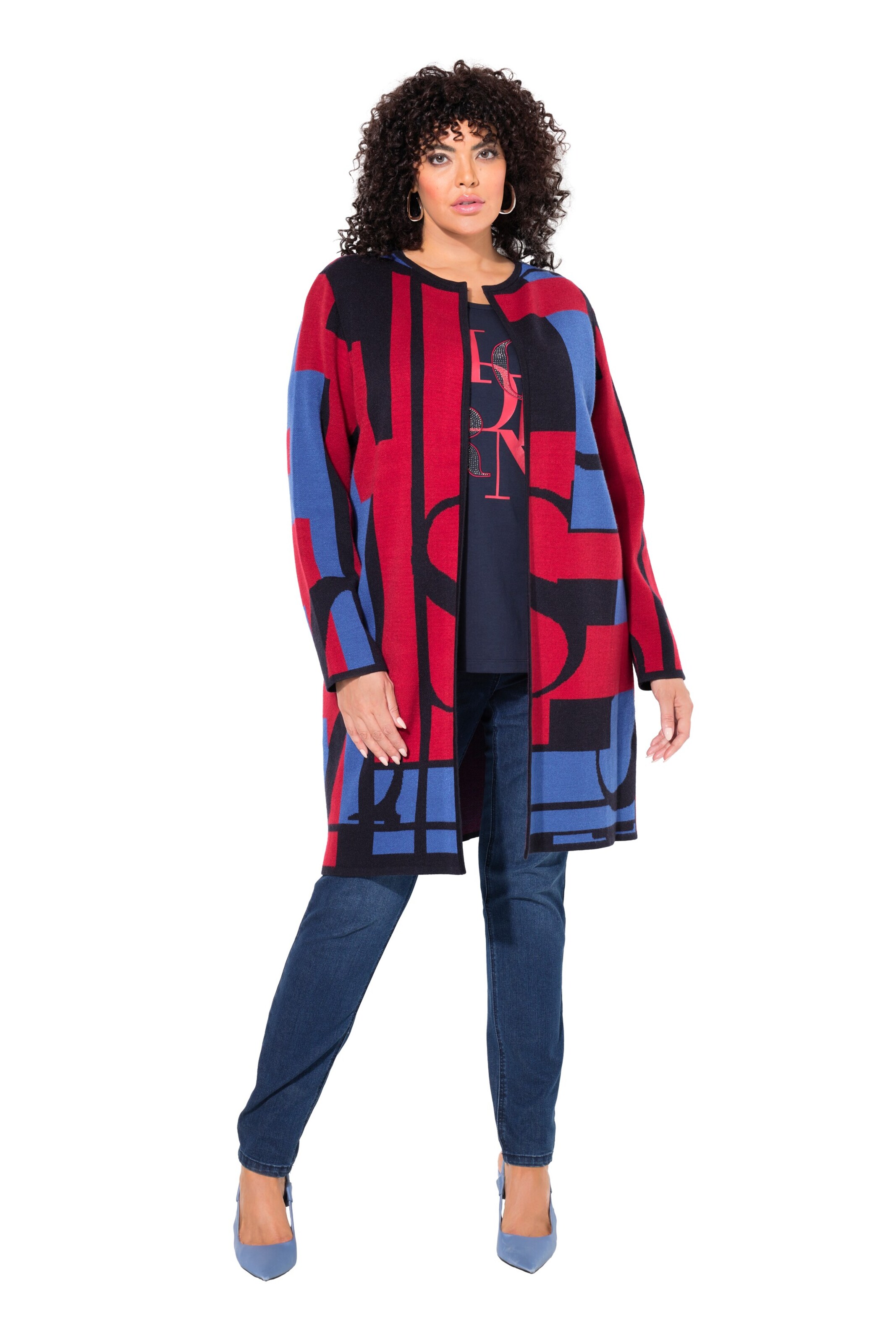 Ulla Popken Strickjacke in Blau: Vorderseite