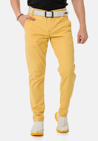 CIPO & BAXX Regular Chino Pants in Yellow: front