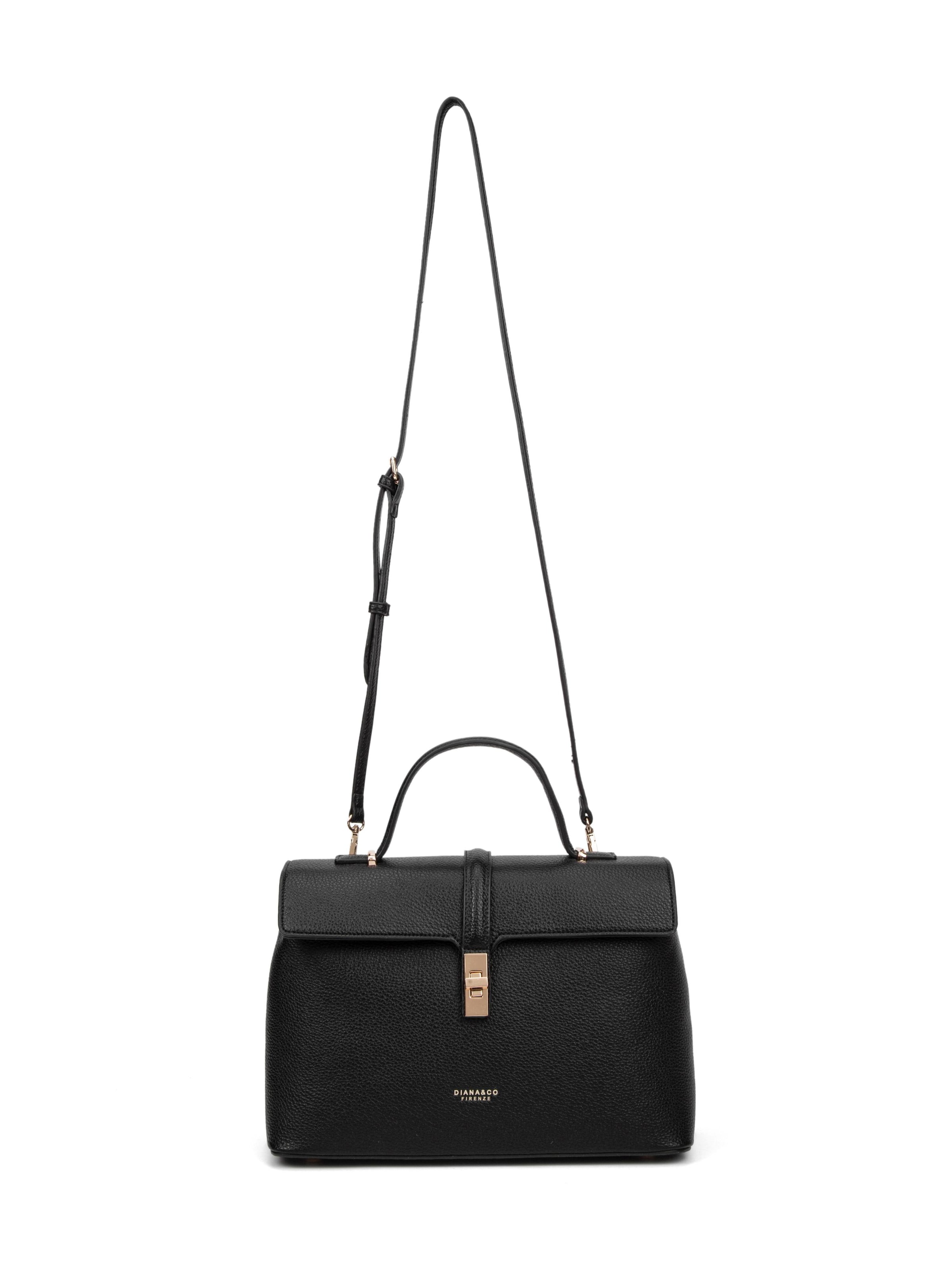 Borsa a mano 'Borsa a Mano Donna Pelle Vegana PU con Girello e Tracolla Rimovibile' di Diana&Co. in nero