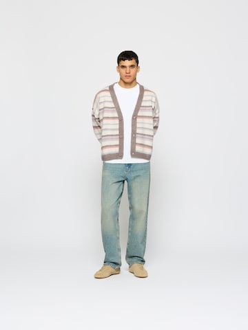 Burocs Knit Cardigan 'Fuzzy V-Neck' in Beige
