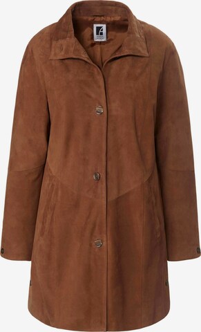 Anna Aura Between-Seasons Coat in Brown: front